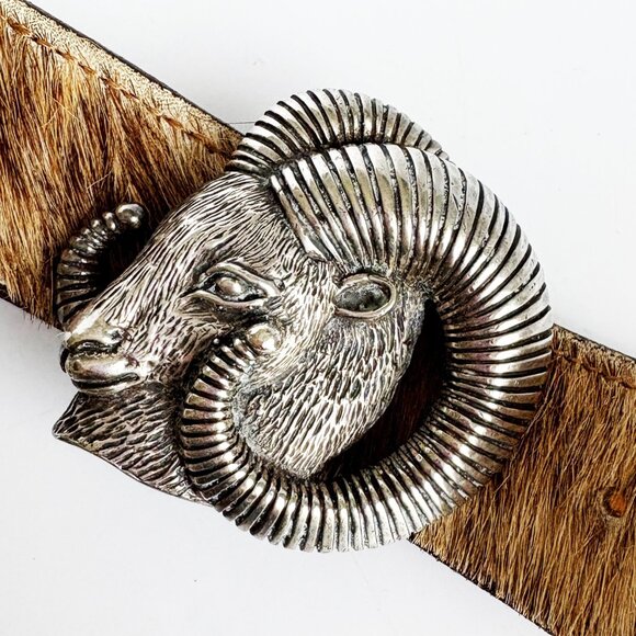 RAM by Henry Wilson Belt Buckle Limited Edition Sterling Silver Fur Belt Vintage - Picture 3 of 13